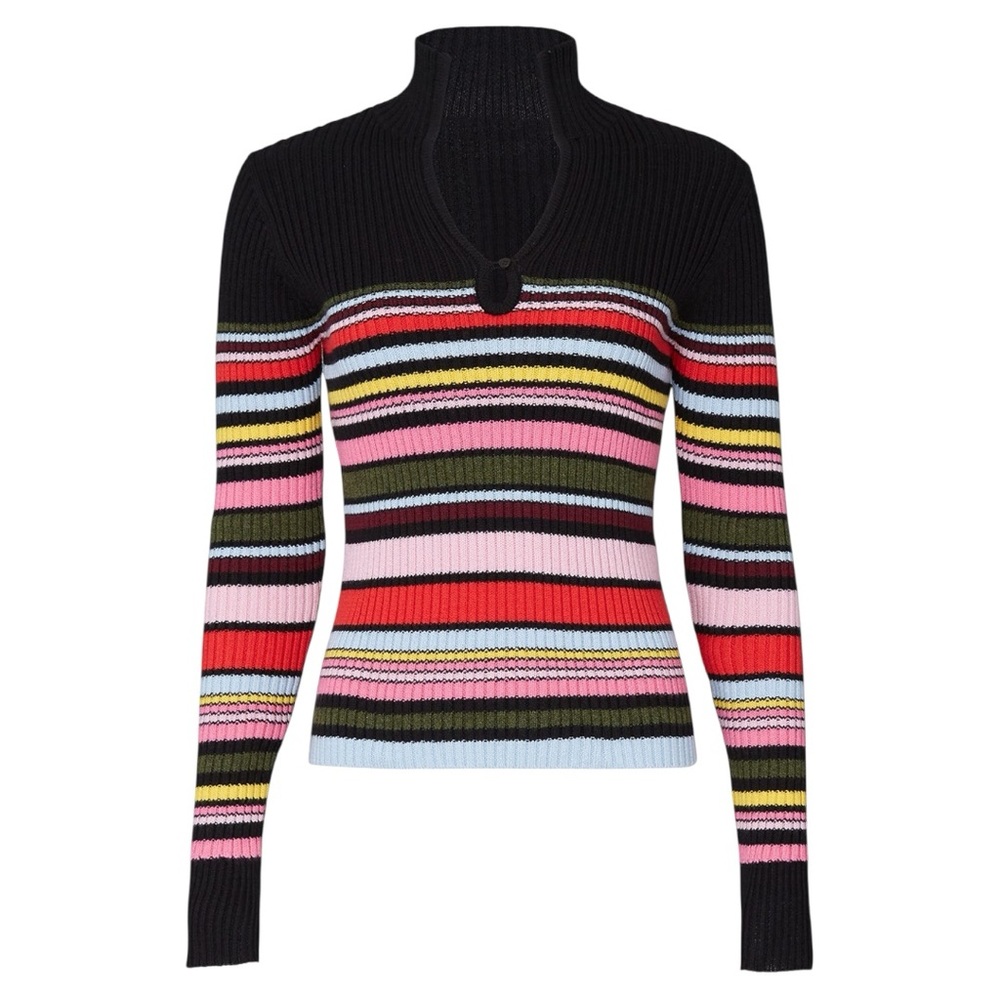 Tome Striped Multicolor Women's Mock Neck Sweater | size 8